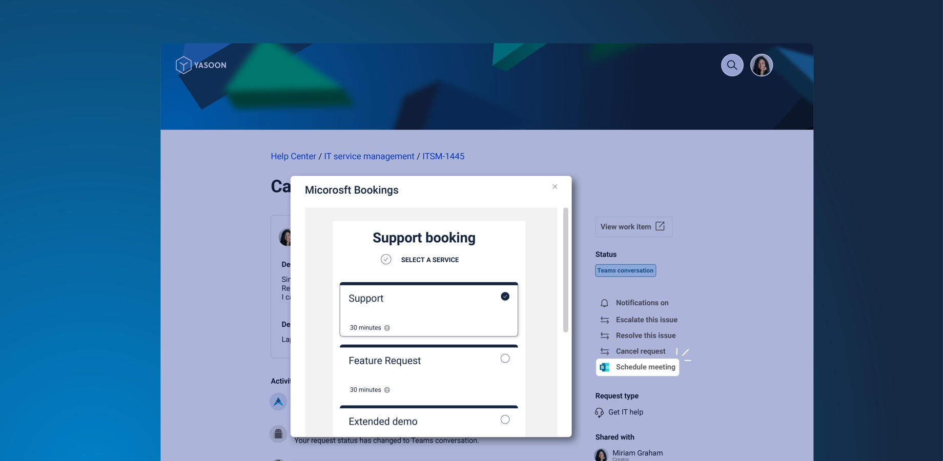 Let customers choose a convenient appointment time while keeping the booking connected to their JSM request.