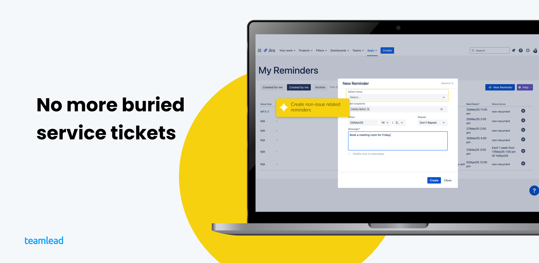 Automated SLA alerts and client follow-ups for Jira Service Management Data Center. Prevent tickets from getting buried in support queues and ensure timely responses with reliable recurring reminders.