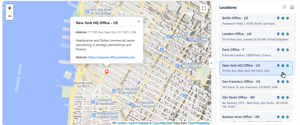 Displaying a specific location on the map alongside its complete details and metadata.