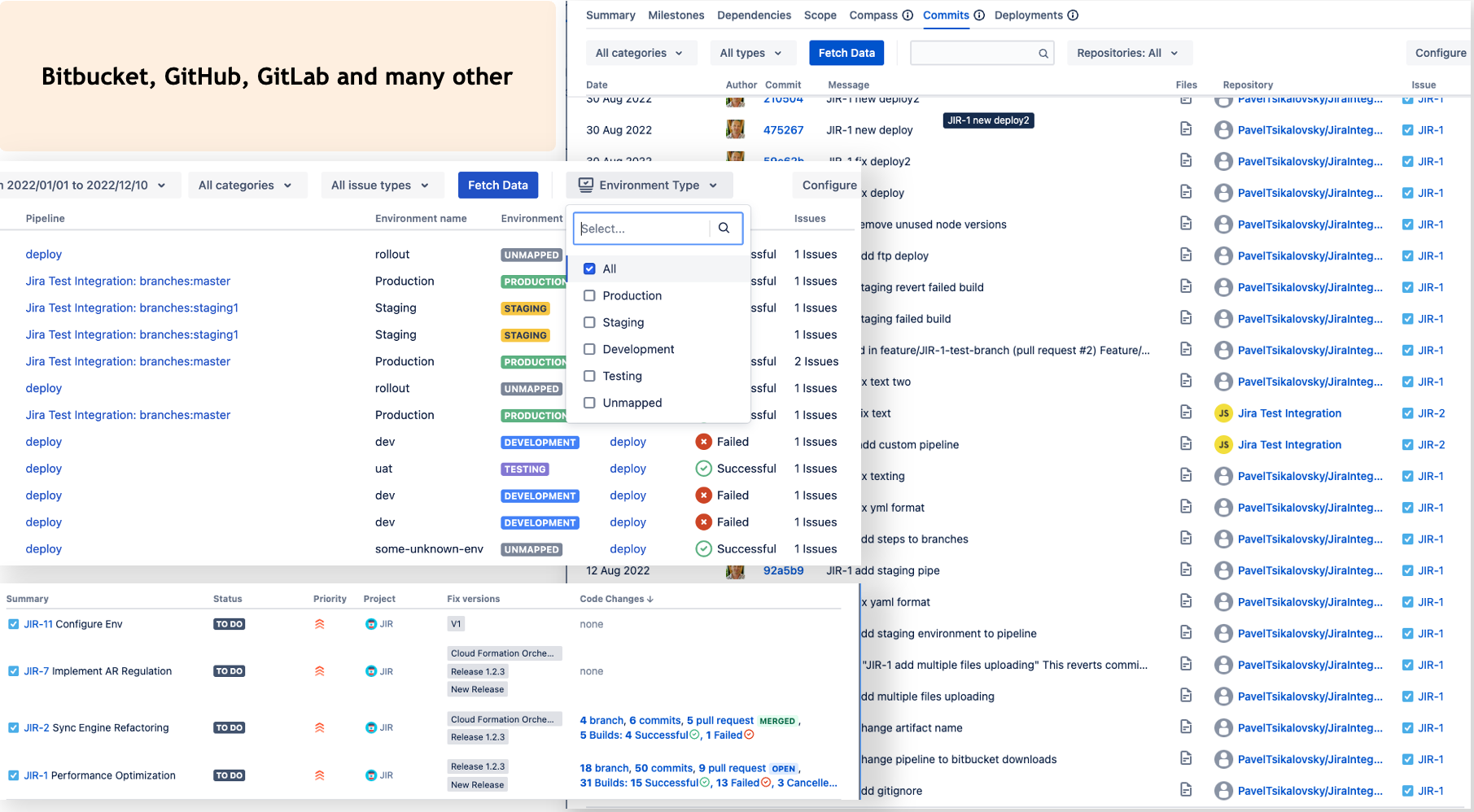 If your Jira integrated with one of the development tools you can use Code/Commits/Deployments functionality of Release Management App to have a helicopter view on your release readiness.