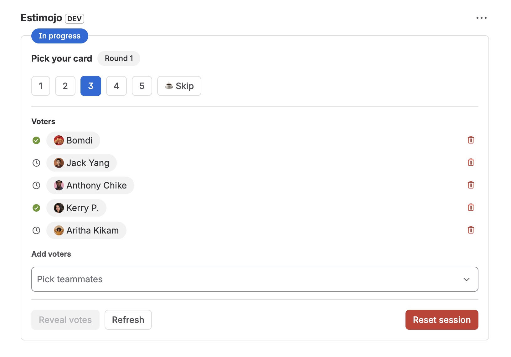 Votes are asynchronous and realtime