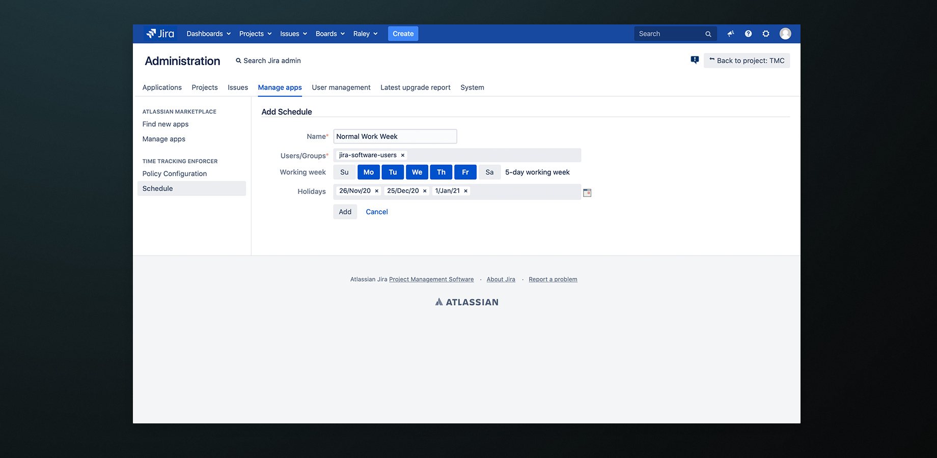Custom schedules