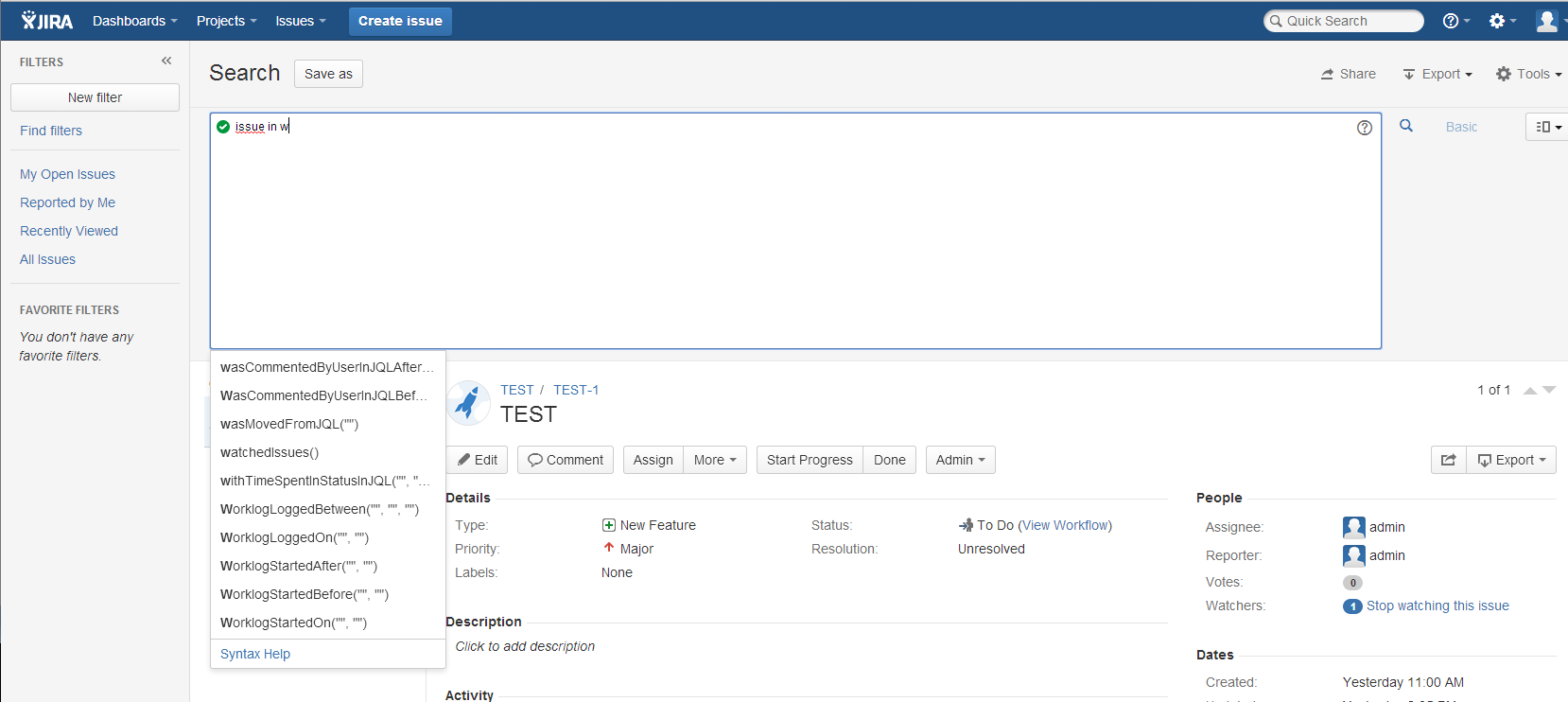 Filter on Worklogs and Changes