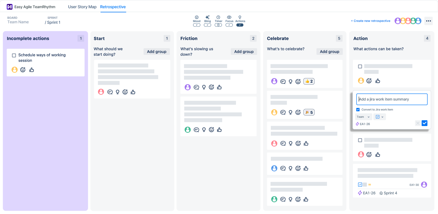 Use team delivery insights to inform retrospectives that lead to action items that actually get implemented. Seek real feedback with anonymous retrospectives that focus on improvement.