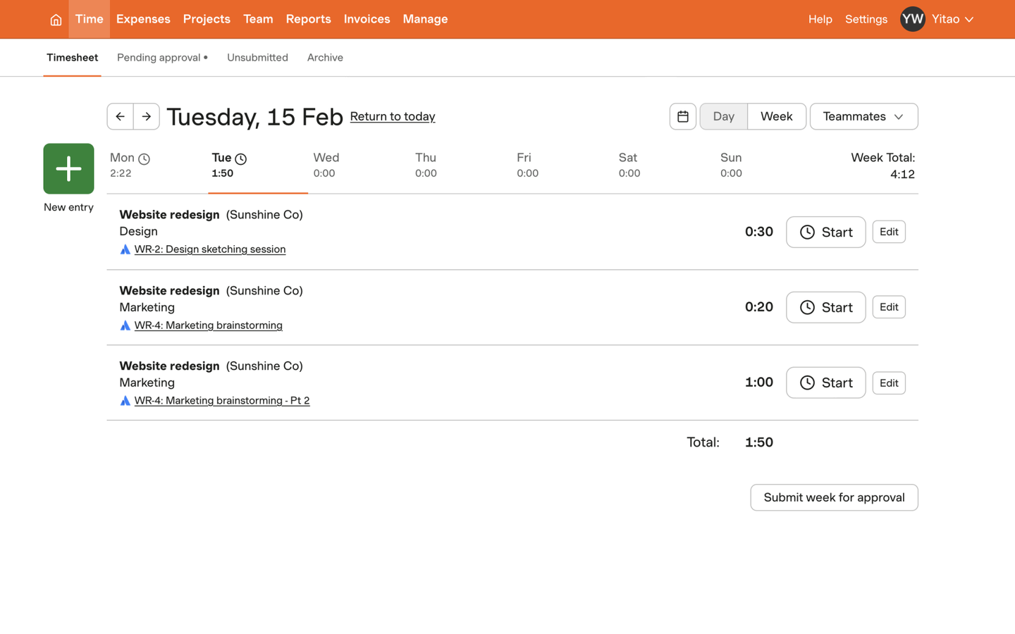 Harvest timesheet entries have a link back to the Jira issue.