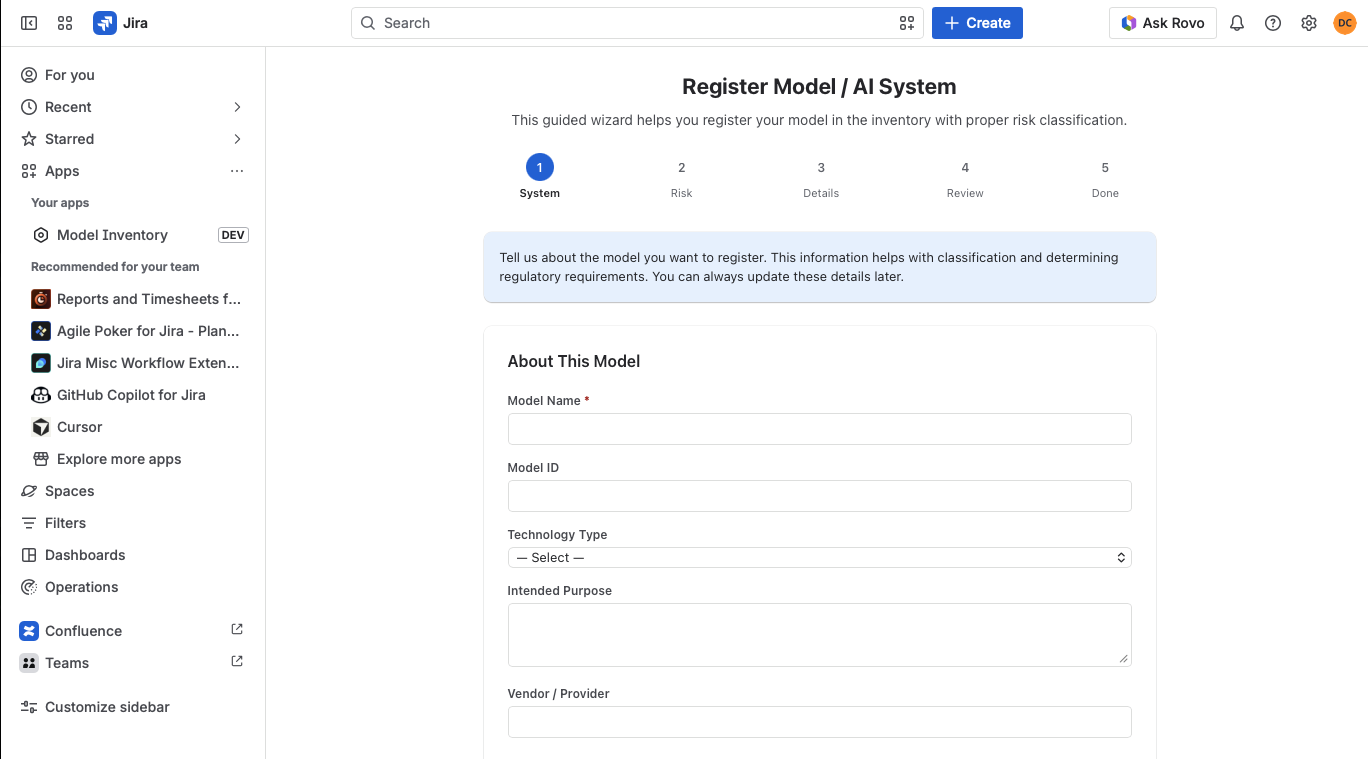 Inventory of registered models within Jira.