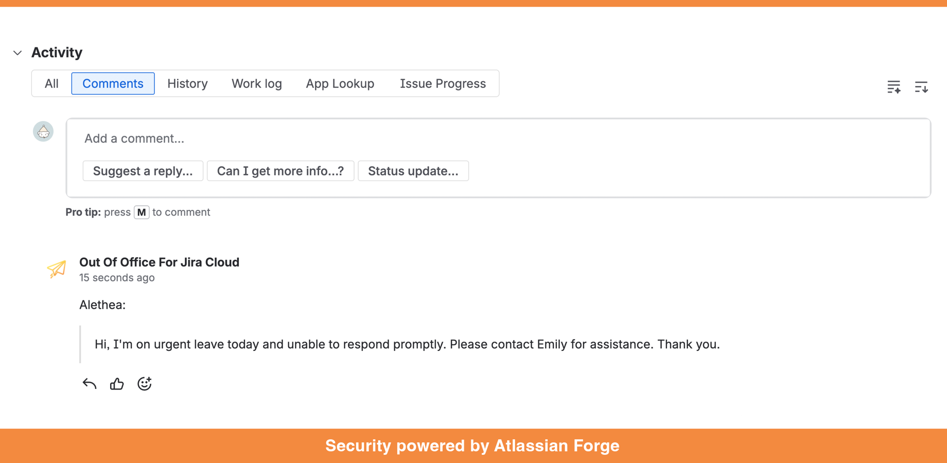 Example of an OOO comment