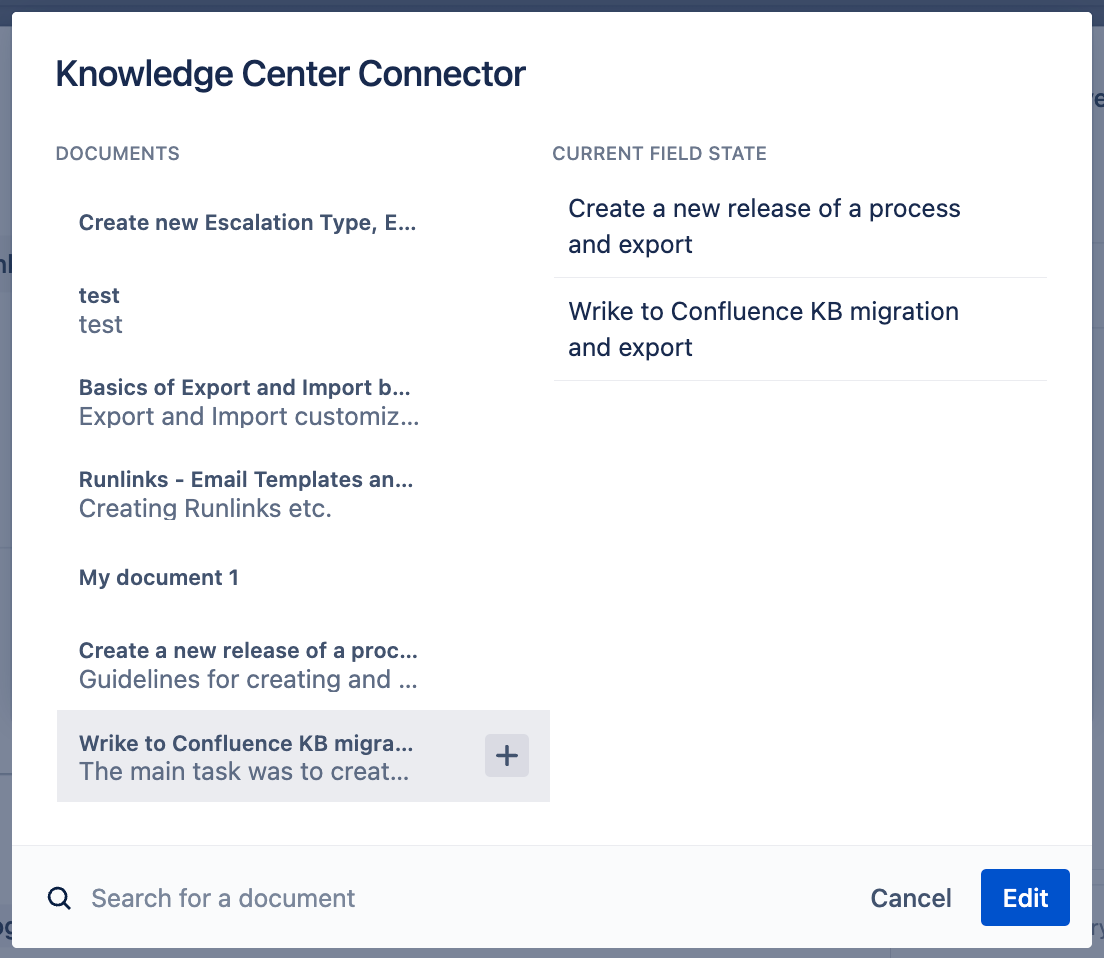 Searching for Knowledge Center Documents
