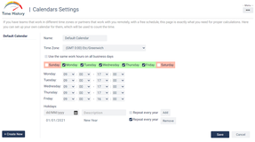 Adjust working hours for each day
