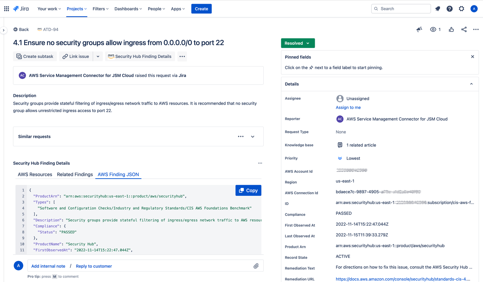 Manage Incidents & Security issues on resources