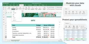Take advantage of ONLYOFFICE Spreadsheet Editor. Ease and automate your calculations with multiple formulas, have your data organized and analyzed.
