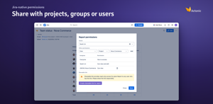 Share reports with projects, groups or individual users through Jira-native permissions, or create a read-only shareable link.