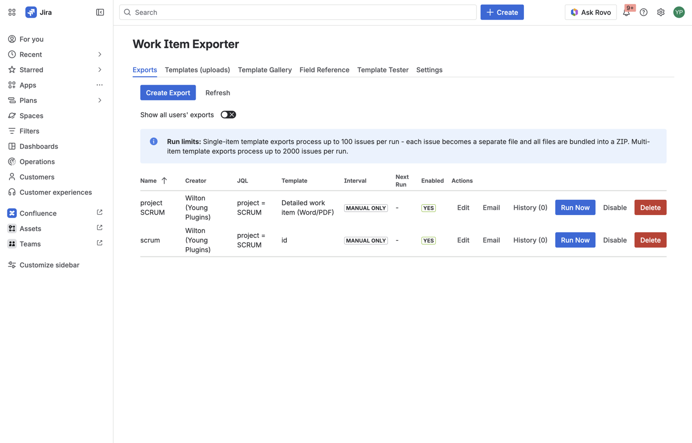Scheduled exports can run automatically and deliver download links to exported files - no manual work required.