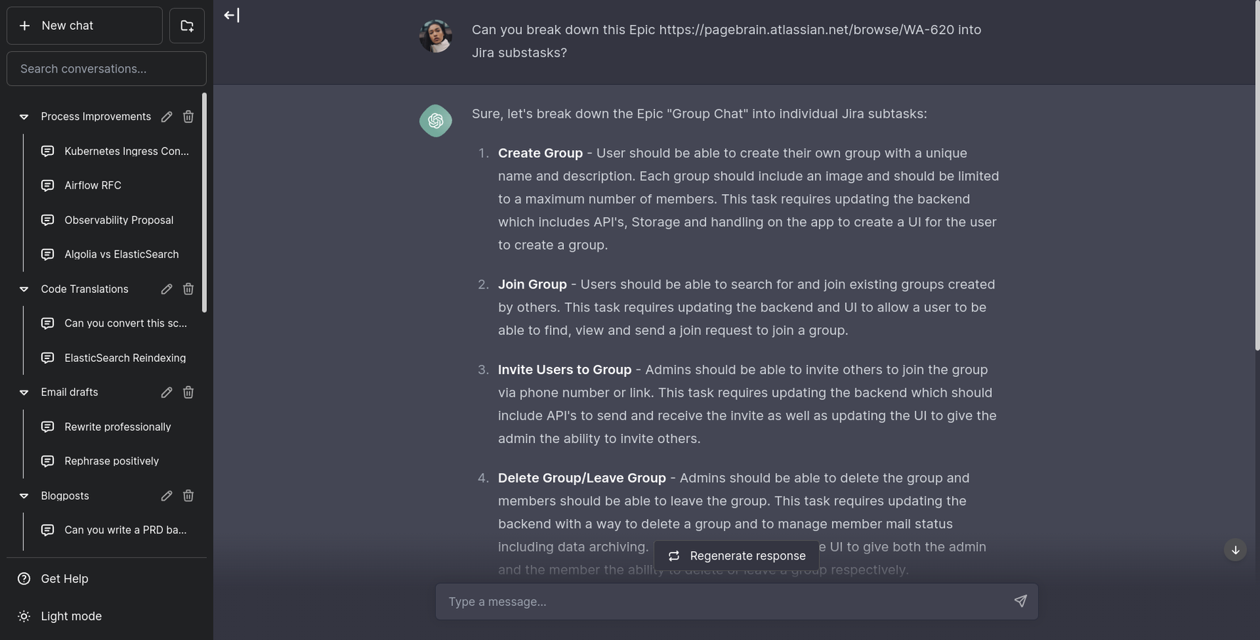 Breakdown Epics into subtasks