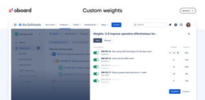 Custom weights. OKR Board for Jira
