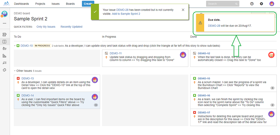 Create a custom notification for new issue