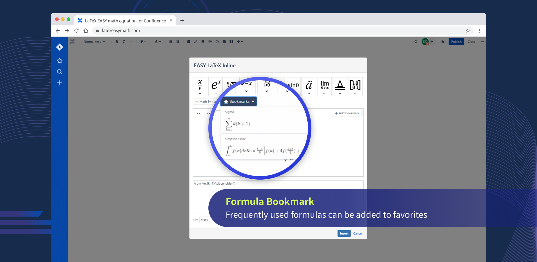 Frequently used formulas can be added to favorites.