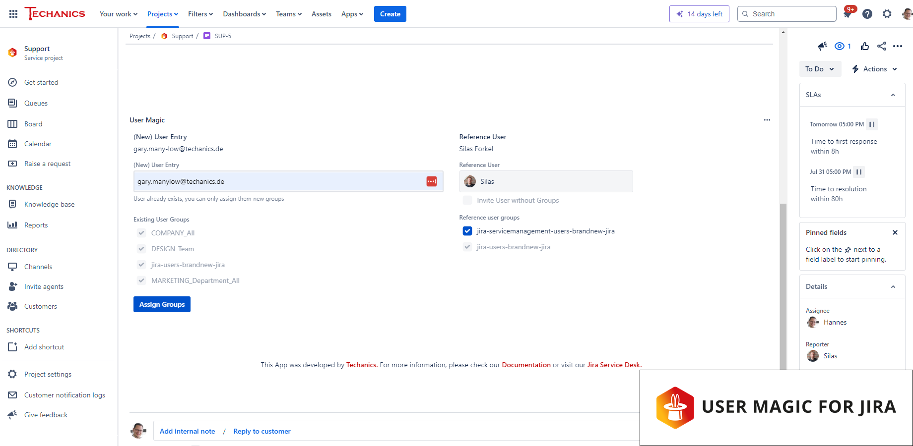Invite new Users or assign Groups to existing ones