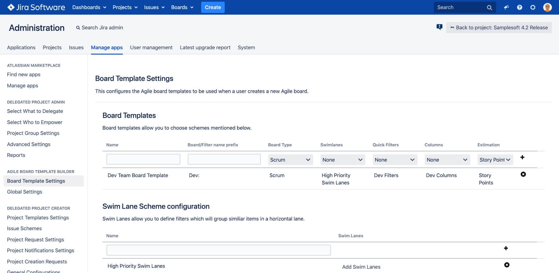 Build admin-defined agile board templates