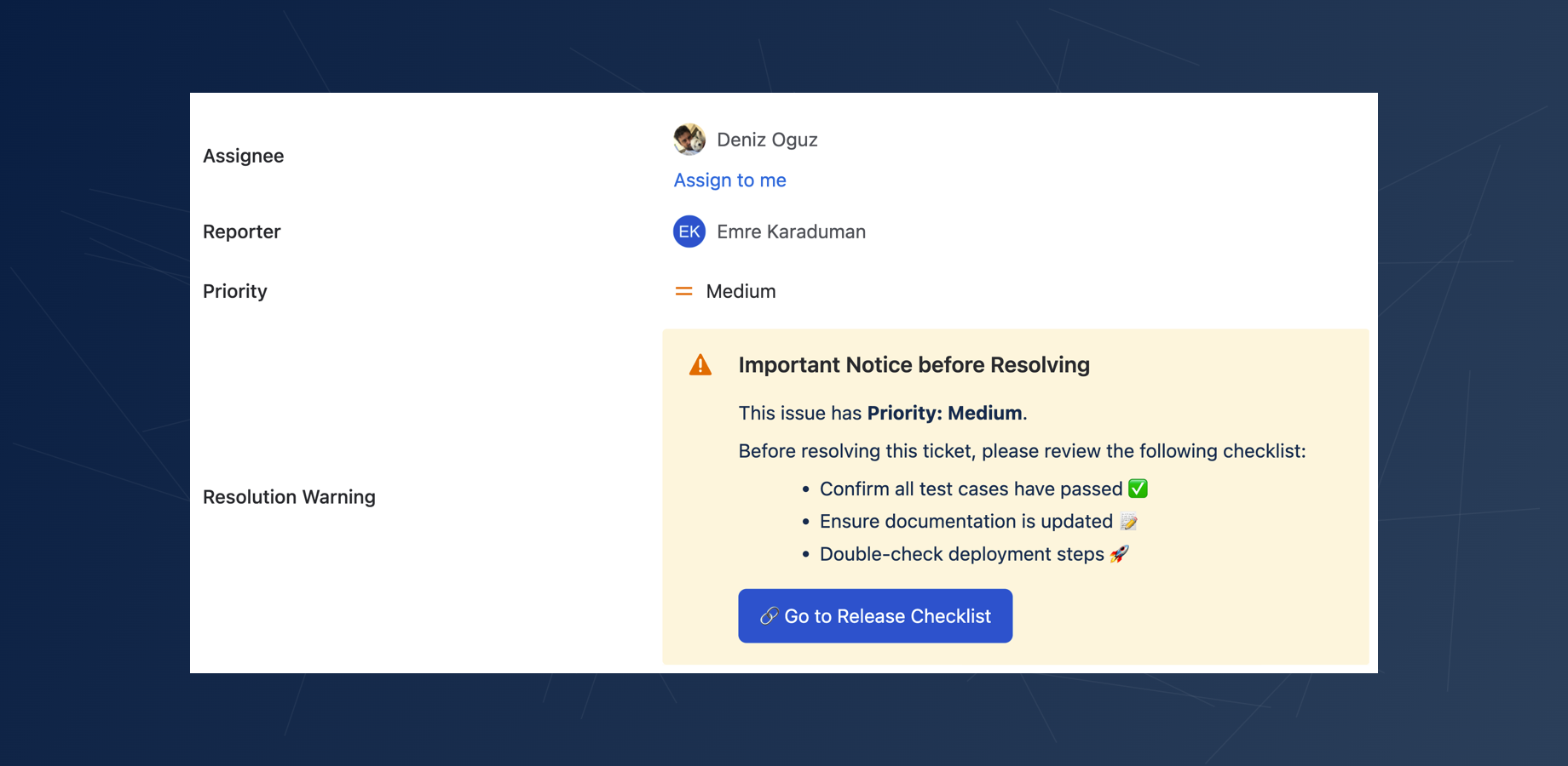The HTML and dynamic data from Jira Expressions are rendered on the issue view, providing clear and context-aware information to users.