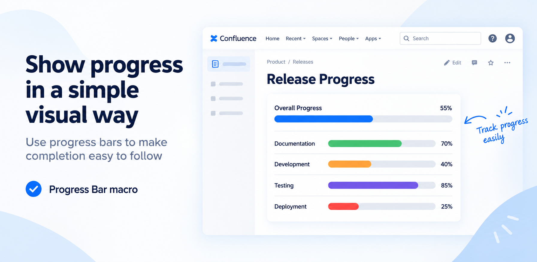 Use progress bars and trackers to make completion easy to follow