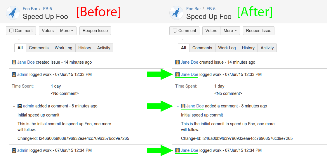 Log work as the correct user