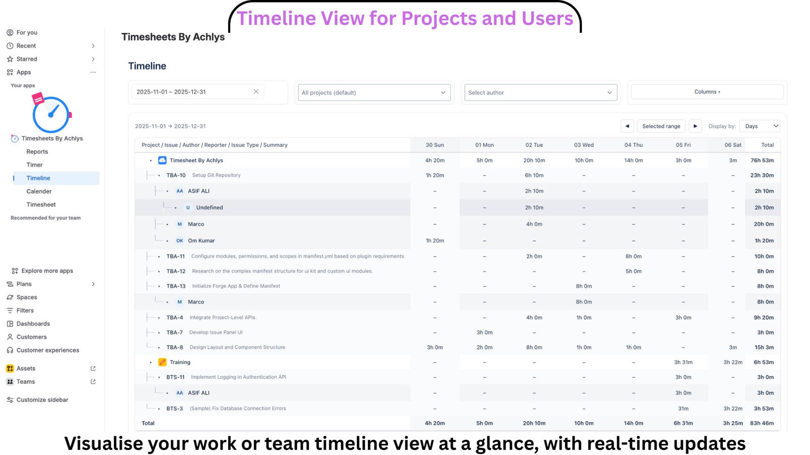 Timeline View for Projects and Users