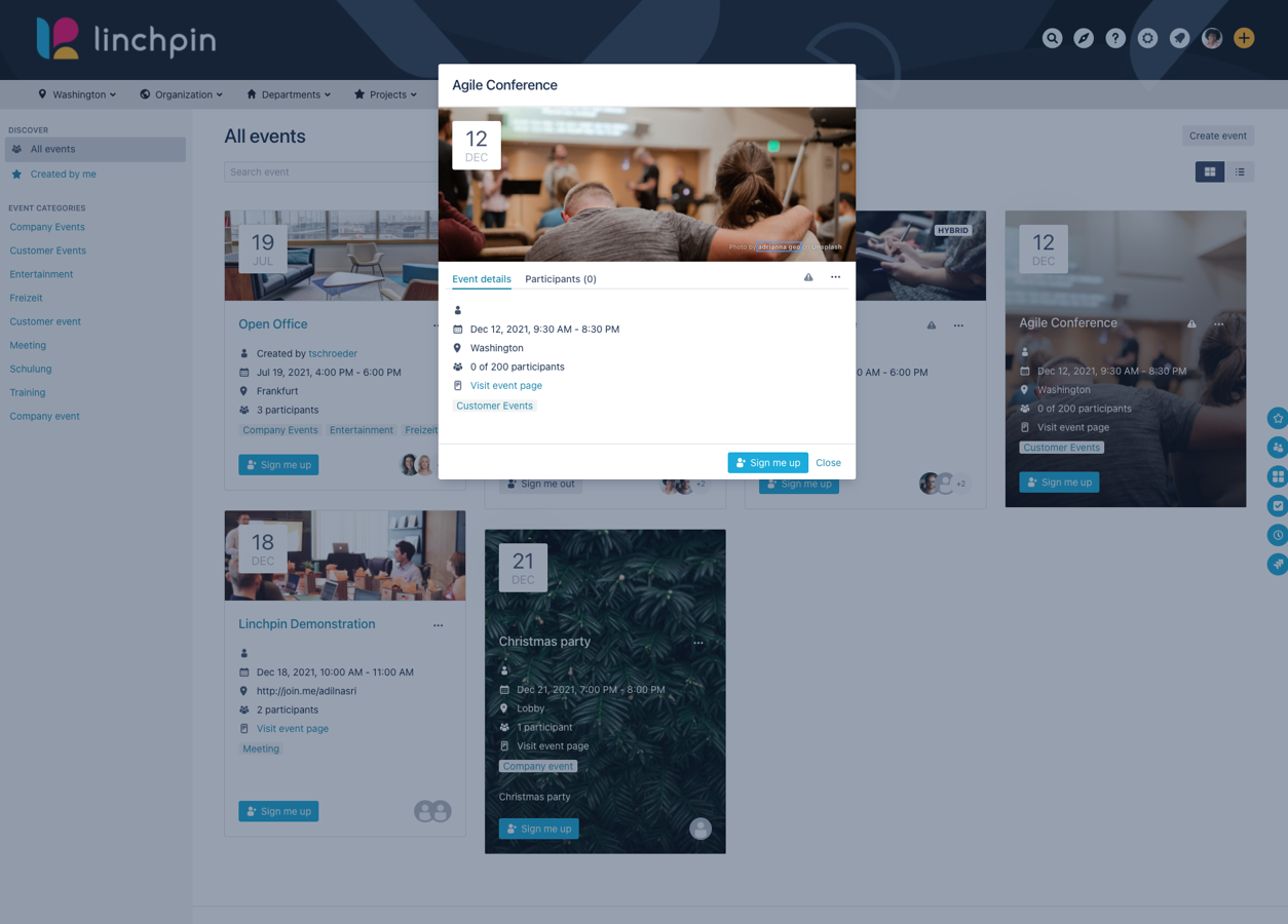 Single event page in Confluence with further event information