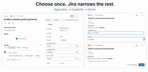 Choose an application, narrow the available capabilities, and save one clean, searchable Jira field value.