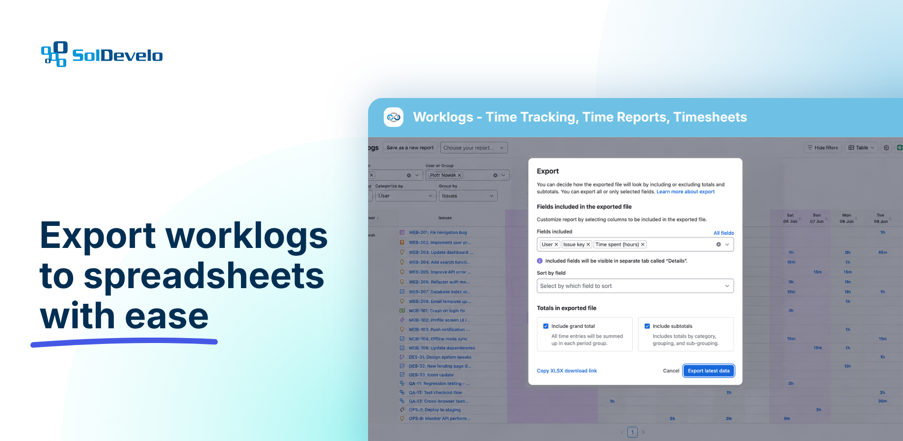 Export to most popular file formats allows you to integrate and process report data with your external tools