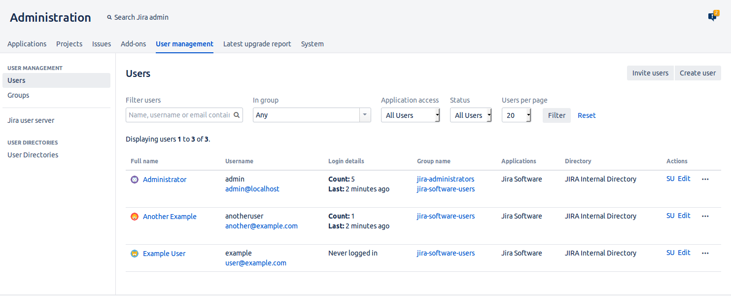 Shows the SU link, which from this release is automatically injected into the UserBrowser page, so no more manual modifications are required!