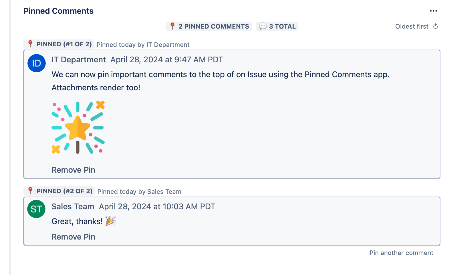 Pin multiple comments