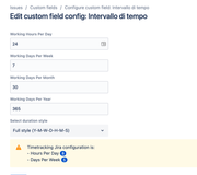 Field configuration screen