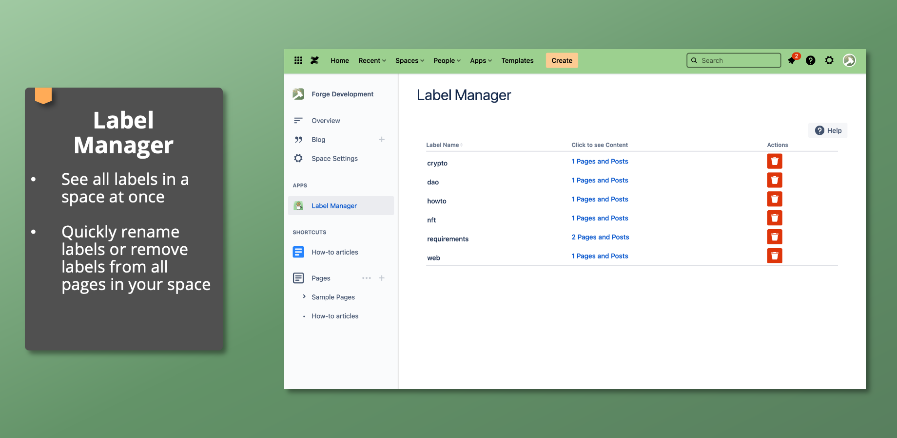 Space-wide Label Manager