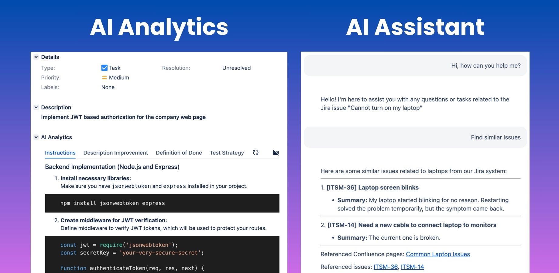AI Analytics & AI Assistant for Issues