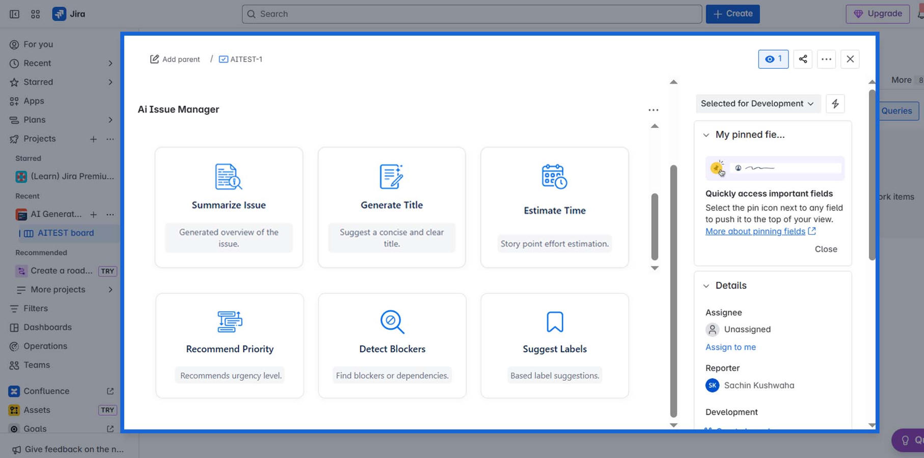 AI-powered command center inside Jira – summarize, estimate, label, and prioritize issues instantly