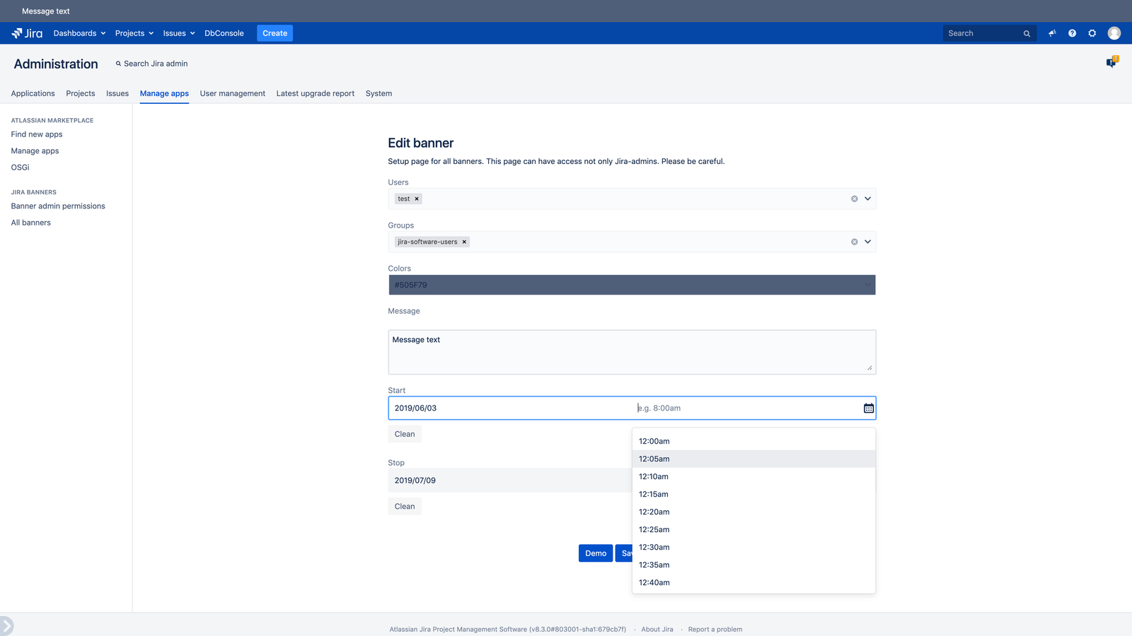 Users and dates are optional.