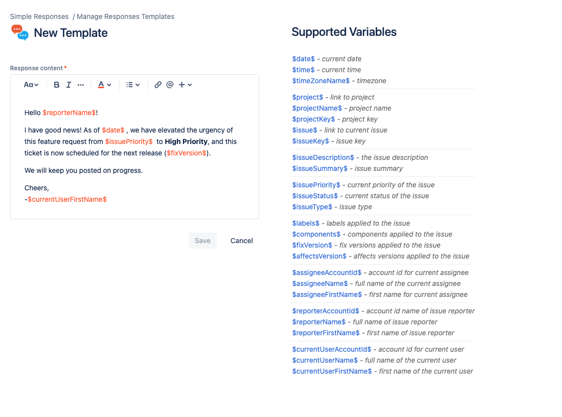 Add Variables to make Templates more Dynamic