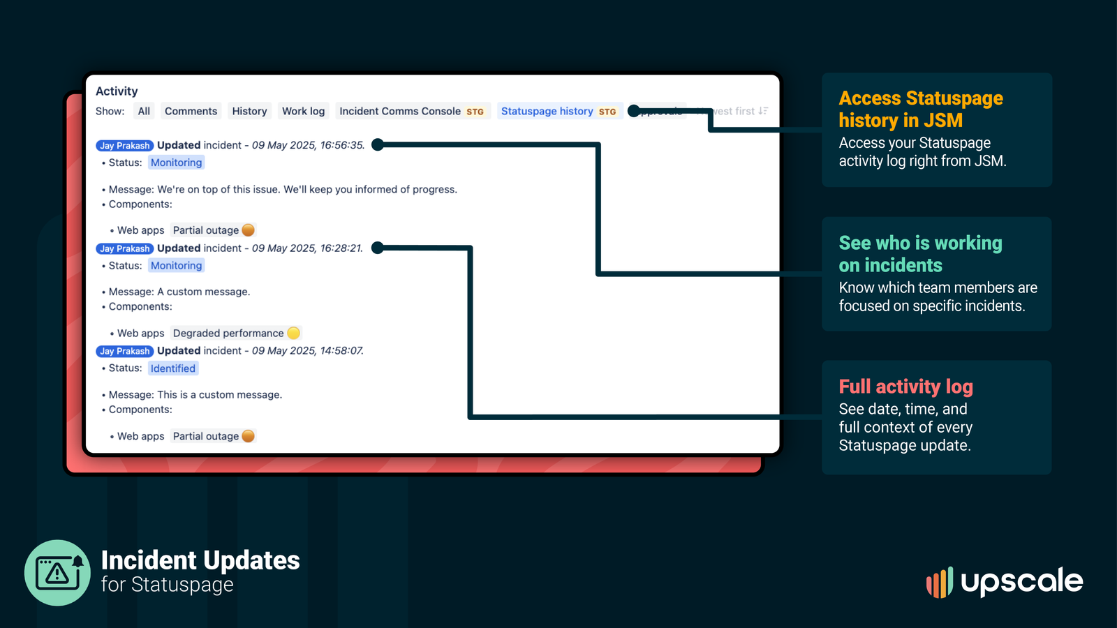 When the incident issue is marked as Done in Jira, the Statuspage incident is automatically closed without you having to go into Statuspage. This works for any custom defined workflow end state.