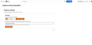 Site wide settings for admins: set an accent color so the app matches your team branding, and control the naming template applied when a work item becomes recurring.