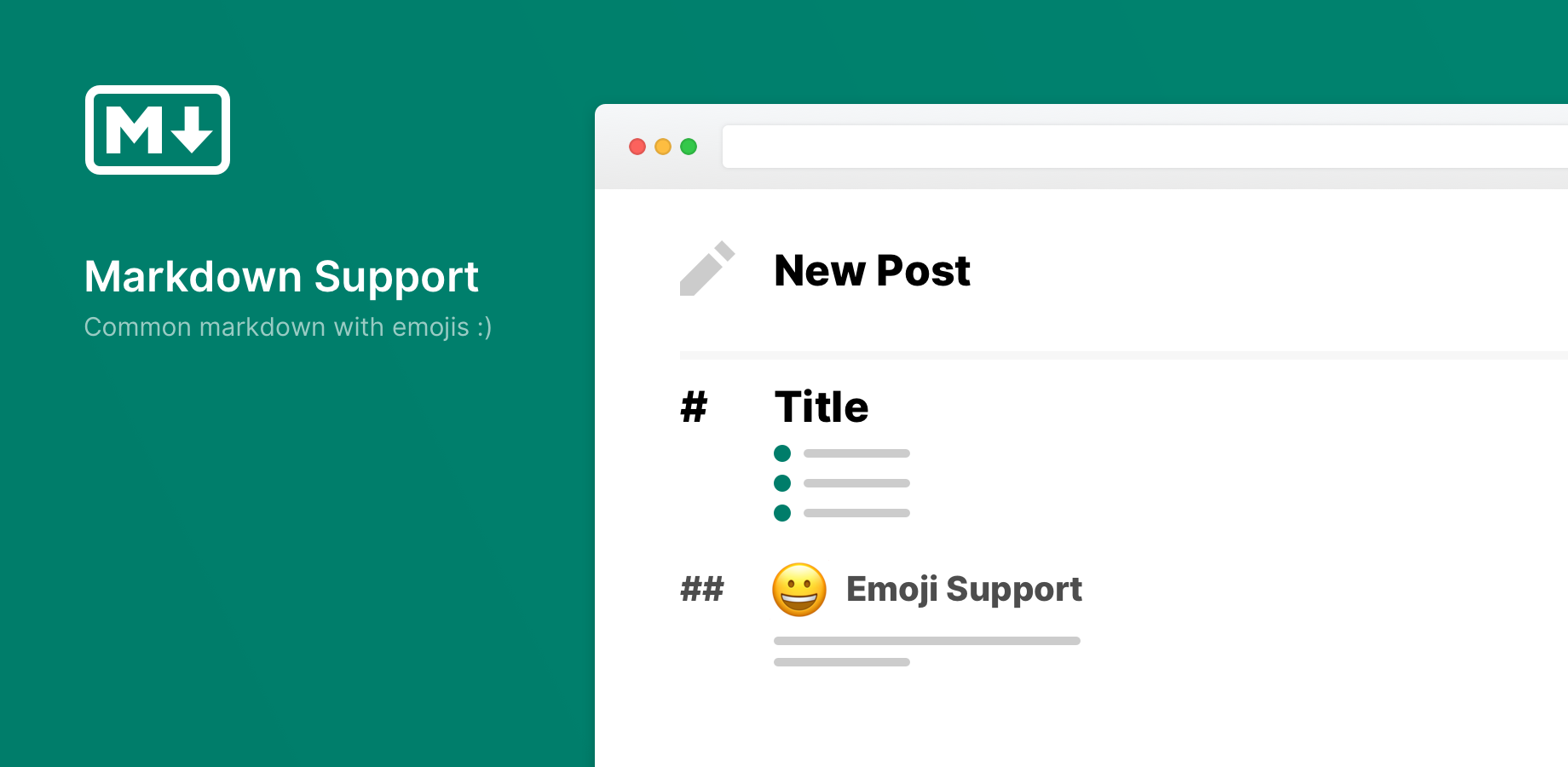Forum with a rich editor with markdown