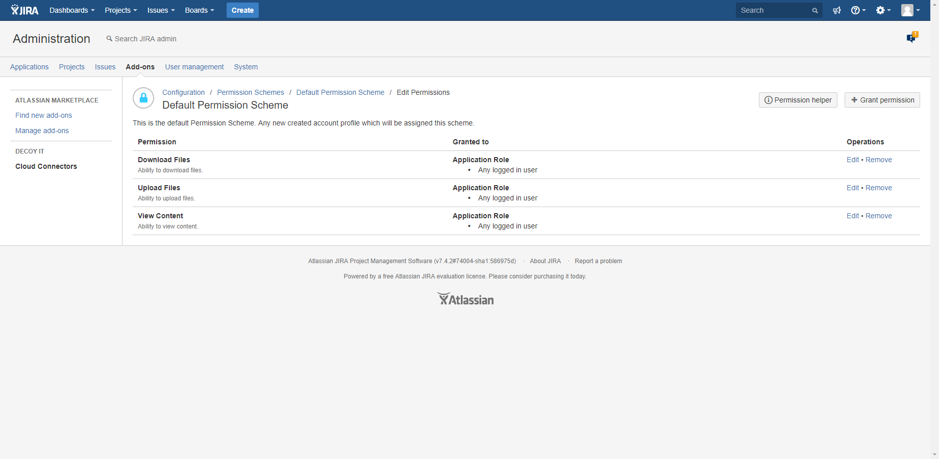 Configure permissions to access a content