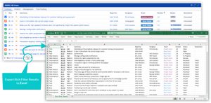 Export filtered issues in your Rich Filter Results Gadget to Excel. The generated XLSX file contains all of the issues that match the selected filters with all the columns in the current view.