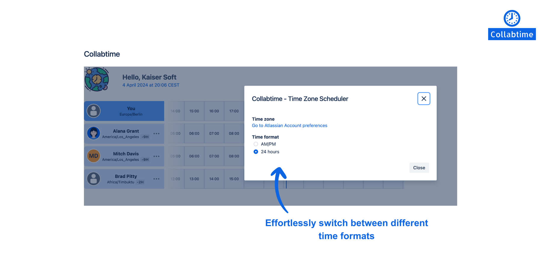Easily switch between time formats