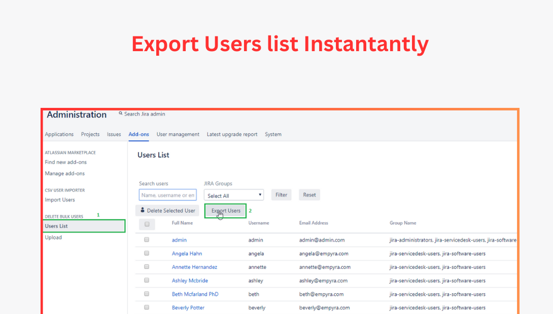 Export users list in an instant
