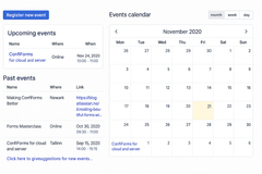 Show multiple views over the same form's data (tables on the left, and the calendar view on the right)