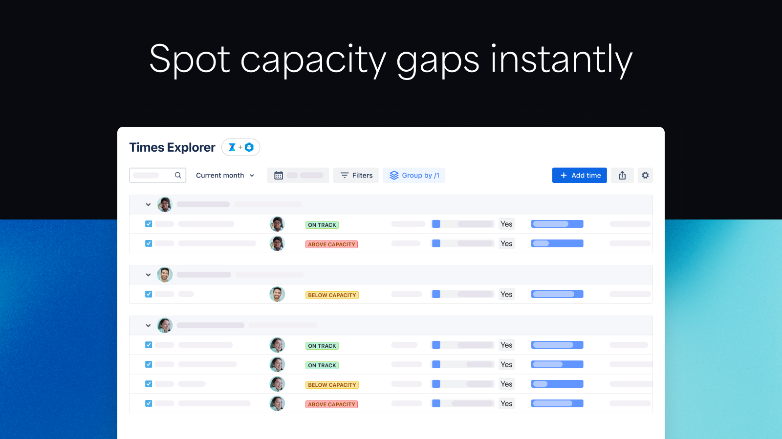 Get more insights out of your time tracking data thanks to comprehensive time reporting capabilities. Track individual team member capacity via the integration with BigPicture.