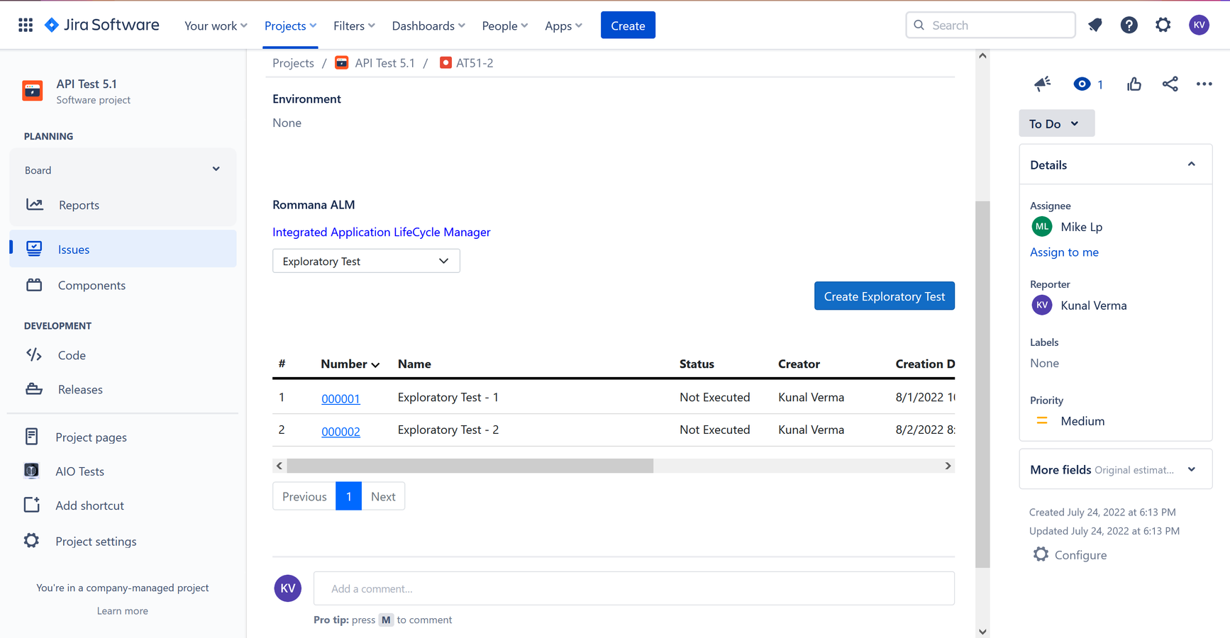 Exploratory Test Cases for Jira Issues