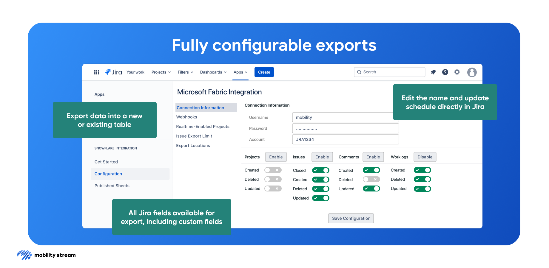Configure your exports