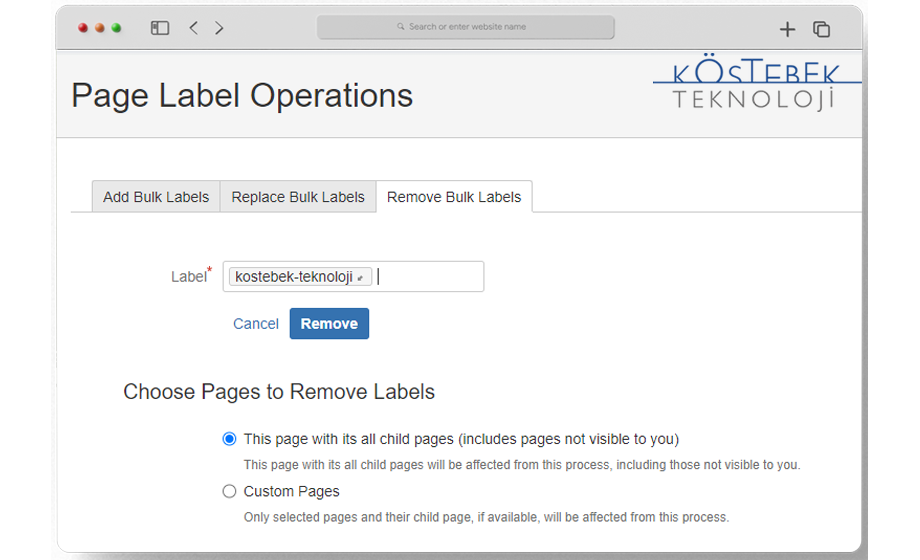 Remove Bulk Labels for Child Page(s)